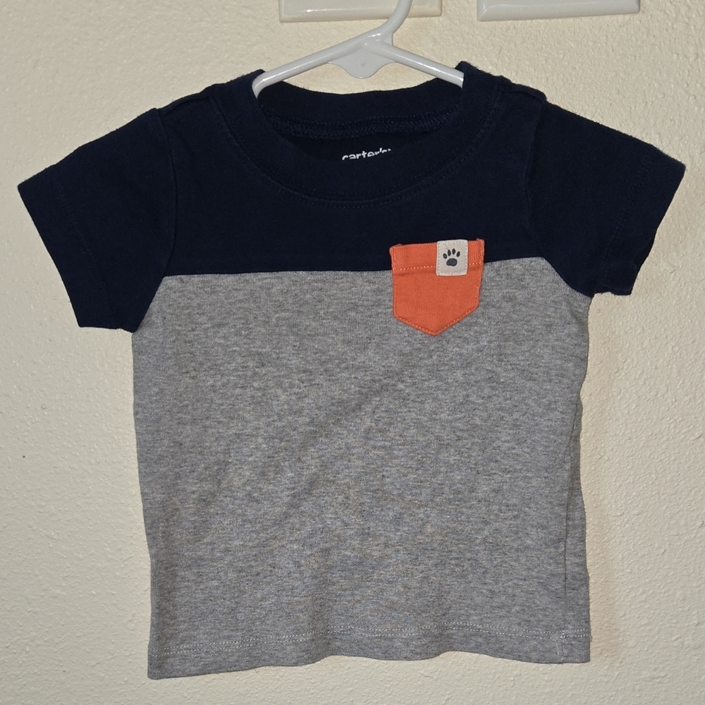Carter's Navy and Gray Tee with Orange Accent